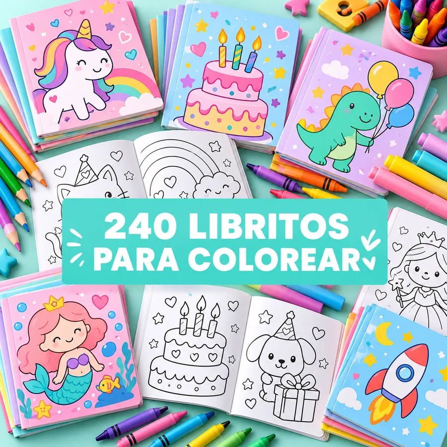 Mockup realista del bono 2 con libritos para colorear infantiles.